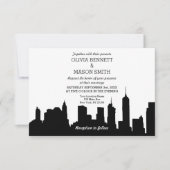 New York City Skyline Cityscape Wedding Invitation Kaart (Voorkant)