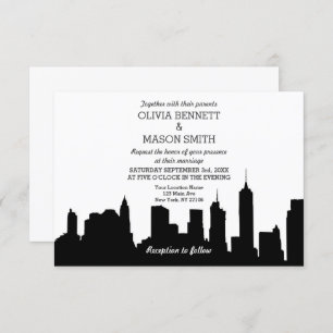 New York City Skyline Cityscape Wedding Invitation Kaart