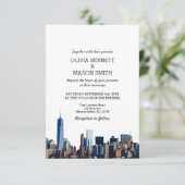 New York City Skyline Cityscape Wedding Invitation Kaart (Staand voorkant)