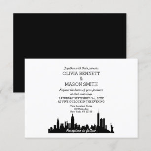 New York City Skyline Cityscape Wedding Invitation Kaart