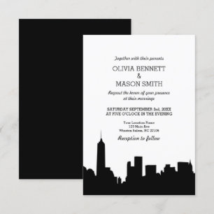 New York City Skyline Cityscape Wedding Invitation Kaart