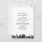 New York City Skyline Cityscape Wedding Invitation Kaart (Voorkant)
