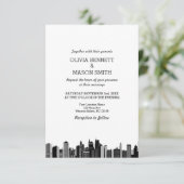 New York City Skyline Cityscape Wedding Invitation Kaart (Staand voorkant)