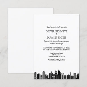 New York City Skyline Cityscape Wedding Invitation Kaart