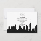 New York City Skyline Cityscape Wedding Invitation Kaart (Voorkant)