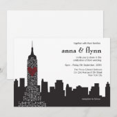 New York City Skyline Cityscape Wedding Invitation Kaart (Voorkant / Achterkant)
