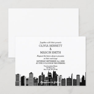 New York City Skyline Cityscape Wedding Invitation Kaart