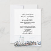 New York City Skyline Cityscape Wedding Invitation Kaart (Voorkant)