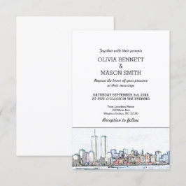 New York City Skyline Cityscape Wedding Invitation Kaart