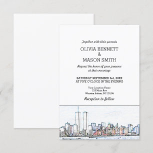 New York City Skyline Cityscape Wedding Invitation Kaart