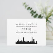 New York City Skyline Cityscape Wedding Invitation Kaart (Staand voorkant)