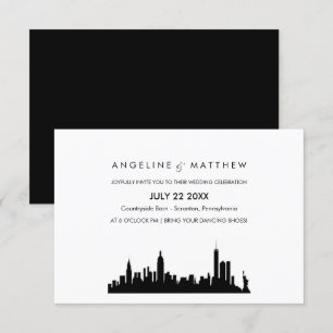 New York City Skyline Cityscape Wedding Invitation Kaart