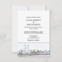 New York City Skyline Cityscape Wedding Invitation Kaart