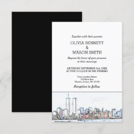 New York City Skyline Cityscape Wedding Invitation Kaart