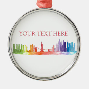 NEW YORK CITY skyline Colorful regenboog modern Metalen Ornament