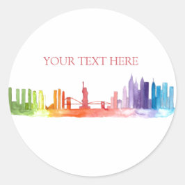 NEW YORK CITY skyline Colorful regenboog modern Ronde Sticker