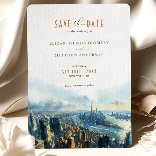 New York City Skyline Dawn Save-the-Date Kaart