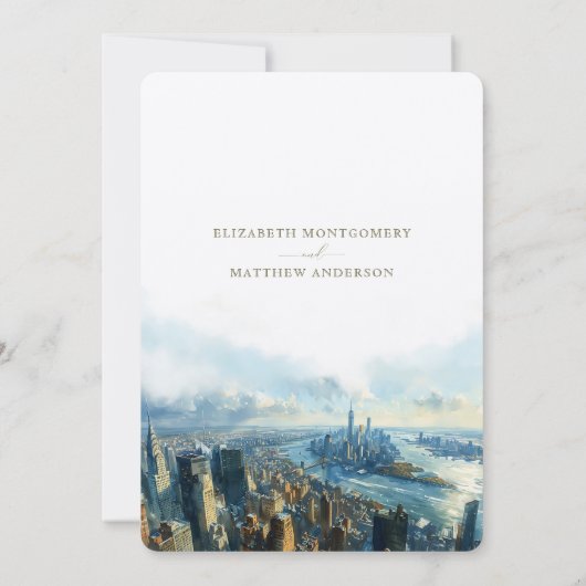 New York City Skyline Dawn Save-the-Date Kaart (Achterkant)