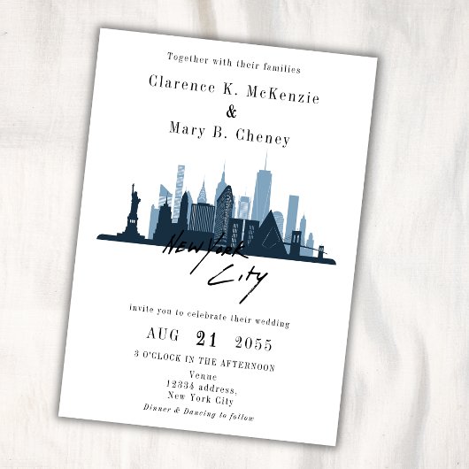 New York City Skyline Destination Wedding Kaart