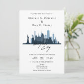 New York City Skyline Destination Wedding Kaart (Staand voorkant)