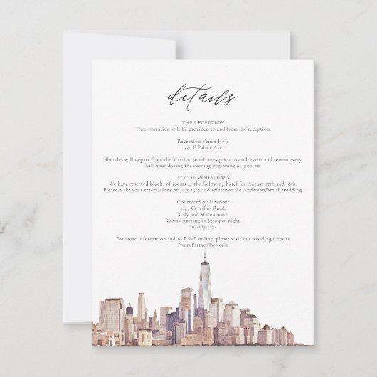 NEW YORK CITY Skyline Details Insert Card Kaart (Voorkant)