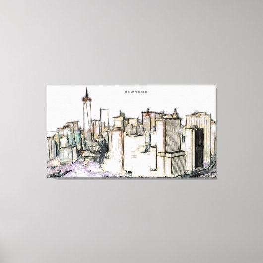 New york City Skyline Drawing Canvas Afdruk (Voorkant)