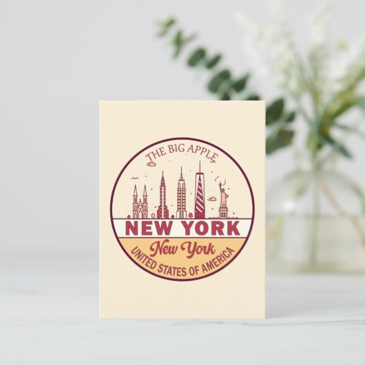 New York City Skyline Emblem Briefkaart (Staand voorkant)