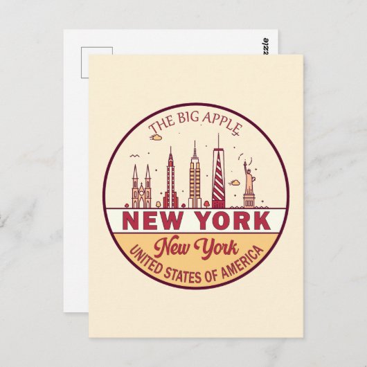 New York City Skyline Emblem Briefkaart (Voorkant / Achterkant)