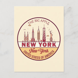 New York City Skyline Emblem Briefkaart
