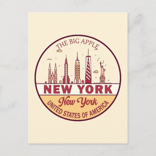 New York City Skyline Emblem Briefkaart (Voorkant)