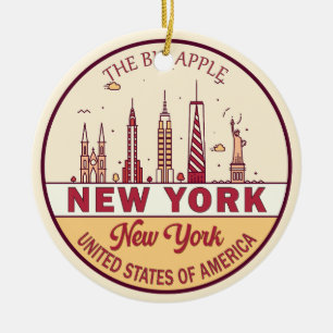 New York City Skyline Emblem Keramisch Ornament