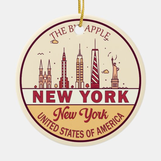 New York City Skyline Emblem Keramisch Ornament (Voorkant)