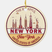 New York City Skyline Emblem Keramisch Ornament (Achterkant)