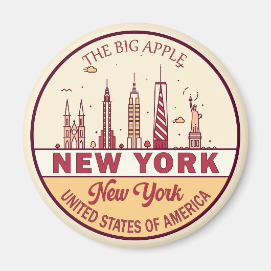 New York City Skyline Emblem Magneet (Voorkant)