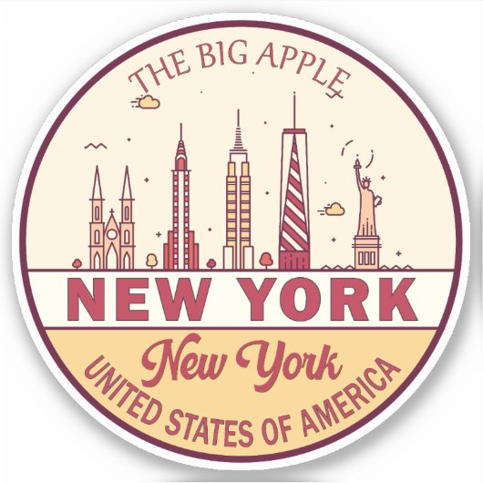 New York City Skyline Emblem Shot Sticker (Voorkant)