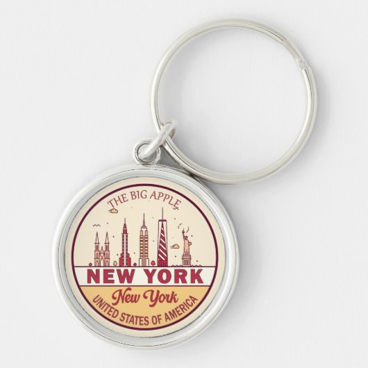 New York City Skyline Emblem Sleutelhanger (Voorkant)