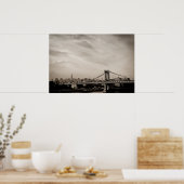 New York City Skyline en Manhattan Bridge Poster (Keuken)