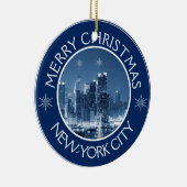 New-York City Skyline Foto met kerstcadeautjes Keramisch Ornament (Rechts)