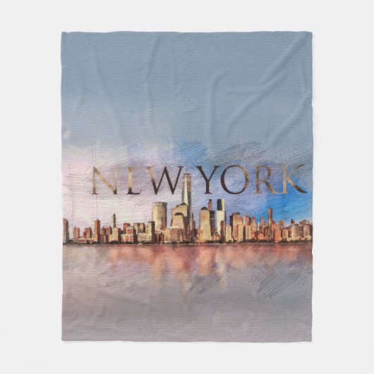 New York City Skyline - gemengde media Fleece Deken (Voorkant)