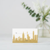 New York City Skyline Gold NYC Escort Place Card Plaatskaartje (Staand voorkant)