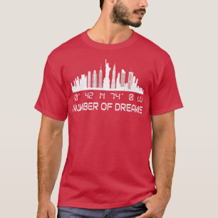 New York City Skyline GPS coördinaten Manhattan T-shirt