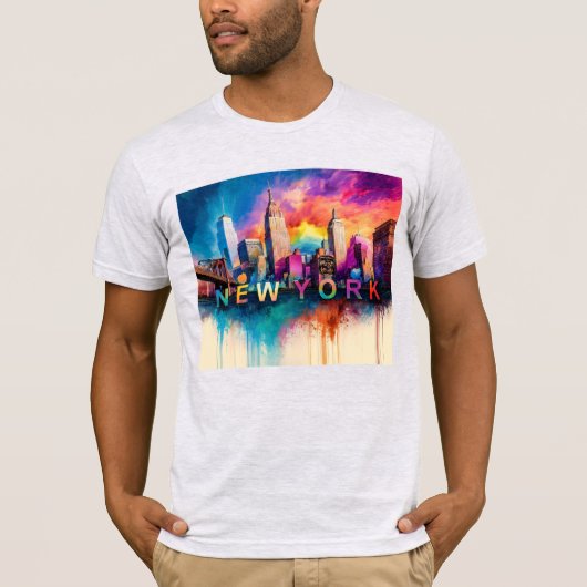 New York City Skyline Graffiti Art T-shirt (Voorkant)