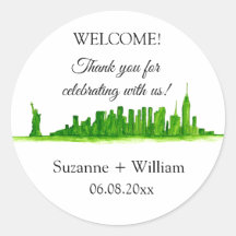 NEW YORK CITY skyline green Favors Weddings
