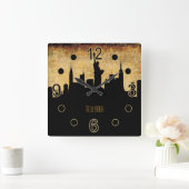 New York City Skyline |  grunststijl Vierkante Klok (Huis)
