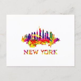 New York City skyline helder kleurrijk Briefkaart