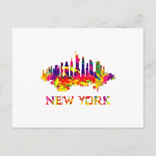 New York City skyline helder kleurrijk Briefkaart (Voorkant)