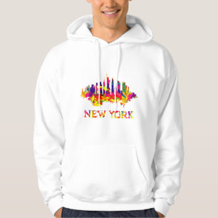 New York City skyline helder kleurrijk Hoodie