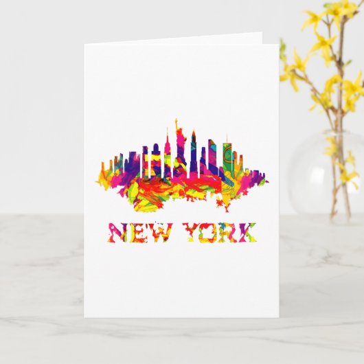 New York City skyline helder kleurrijk Kaart (Gele Bloem)