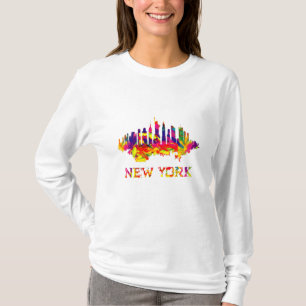 New York City skyline helder kleurrijk T-shirt