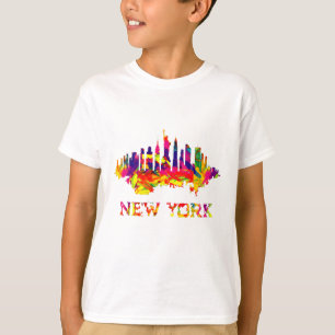 New York City skyline helder kleurrijk T-shirt